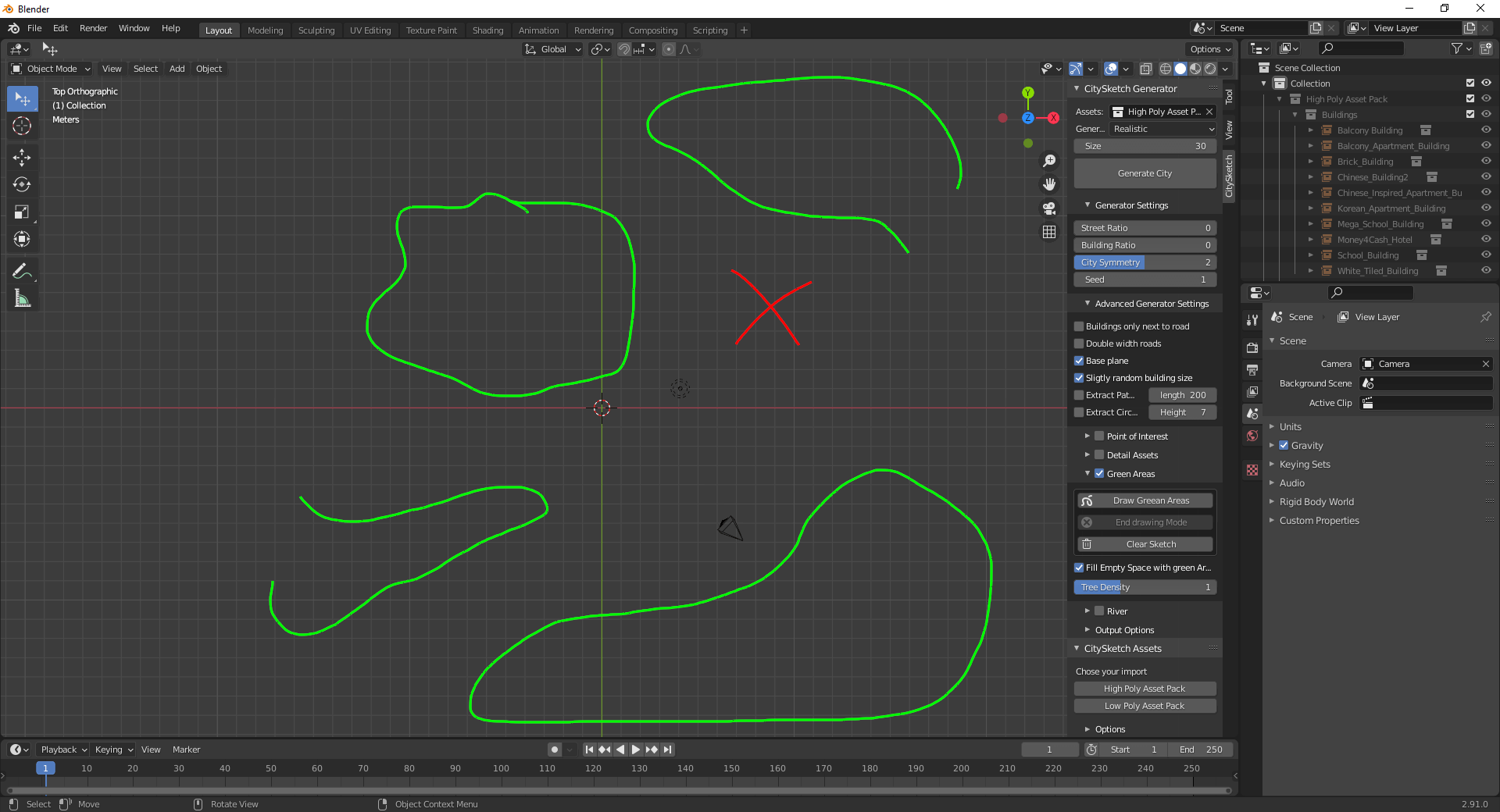 Draw Green Areas