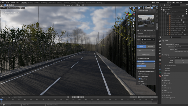 Road with fences and trees
